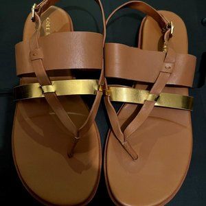 Cole Haan Tan & Gold slingback sandal